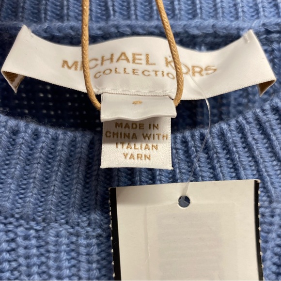 MICHAEL KORS COLLECTION Cashmere Asymmetric Hem Shaker Crewneck Sweater - Picture 11 of 16